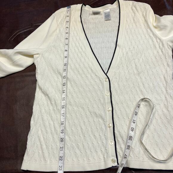 Emma & James V-neck Button‎ Front Cardigan Womens L cable knit White classic - Picture 12 of 12
